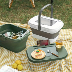 Collapsible Bucket with Handle for Picnic Takeout and Kitchen Gadgets
