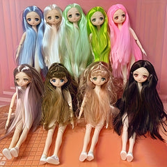 30cm Skinny Cartoon 3D Animation Face Dream Eyes 26 Flat Body Doll Toys