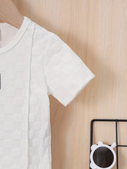 2pcs Boys Casual Center Solid Tees & Shorts Set Kids Outfits