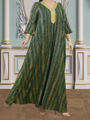 Kaftan Dress Women's Plus Dot & Stripe Print Lace Panel Maxi Kaftan