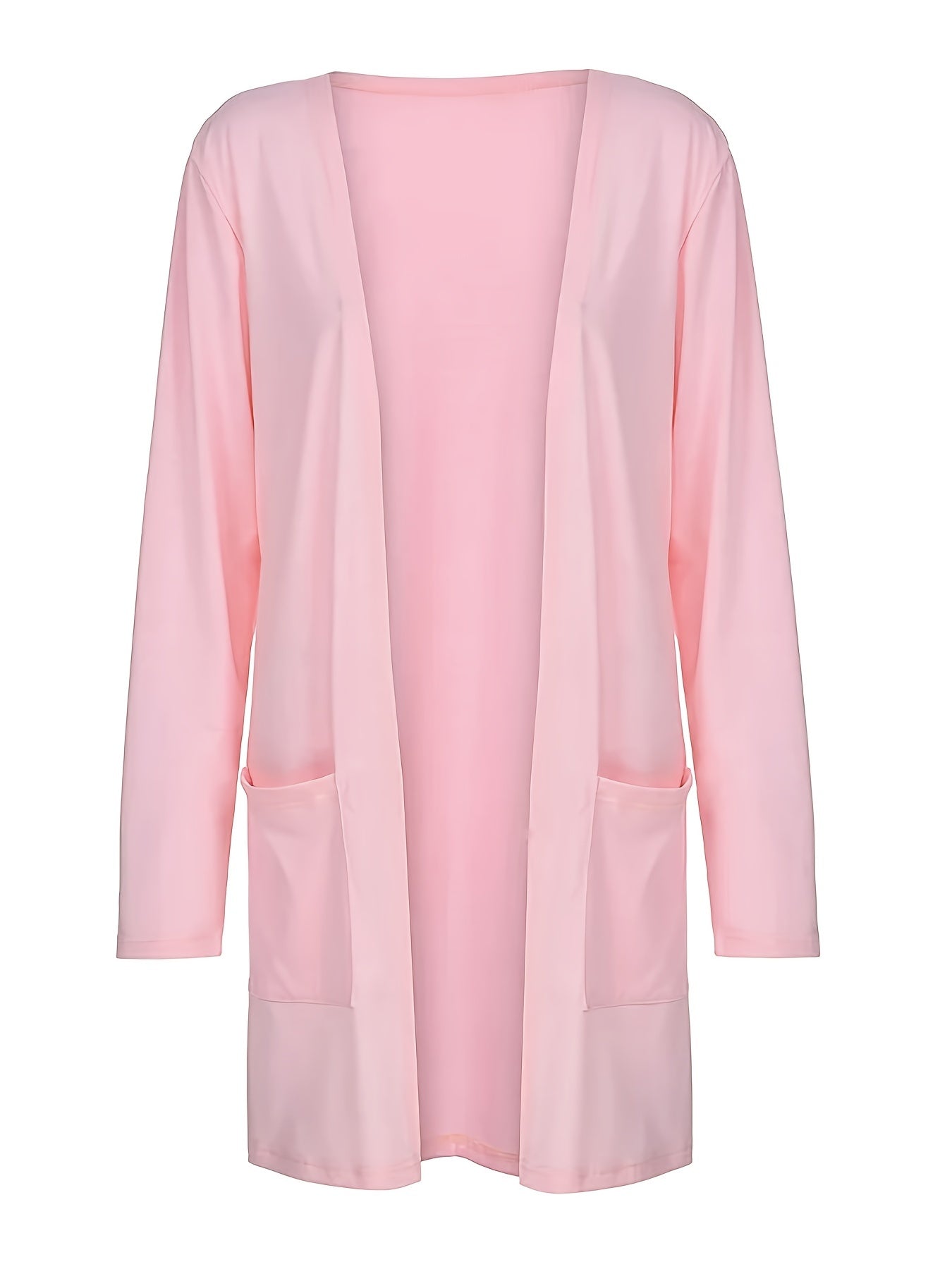 Casual Cardigan Women's Plus Solid Long Sleeve Open Front Cardigan