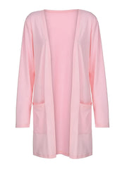 Casual Cardigan Women's Plus Solid Long Sleeve Open Front Cardigan