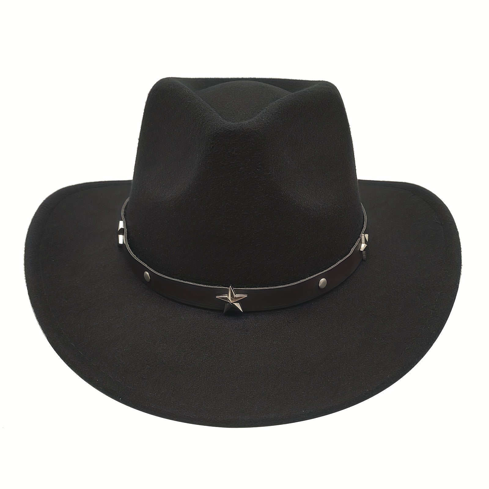 Western Cowboy Hat Felt Wide Brim Fedora Hat Cosplay Costume
