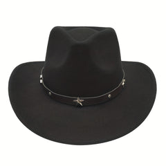 Western Cowboy Hat Felt Wide Brim Fedora Hat Cosplay Costume