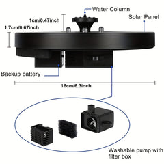 Solar Fountain with Lights, 8 Nozzles for Bird Bath, Pond, Fish Tank