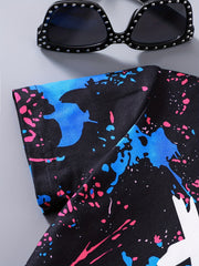 Boys Graffiti & Smile Face Print T-shirt & Shorts Set