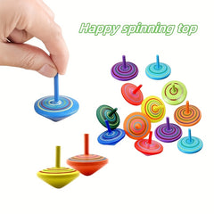 Colorful Hand Painted Wooden Gyroscopes Mixed Spinning for Halloween Party Toys