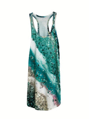 Glitter Striped Scoop Neck Tank Sleep Dress