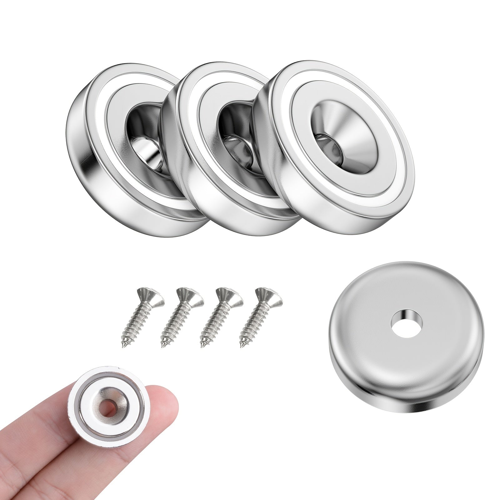 4pcs Heavy Duty 25mm Round Base Cup Neodymium Magnets with Holes