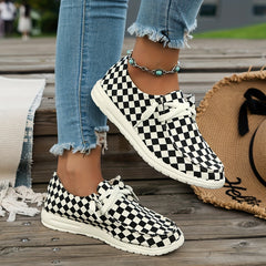 Women's Plaid Pattern Flat Outdoor Sports Board Shoes