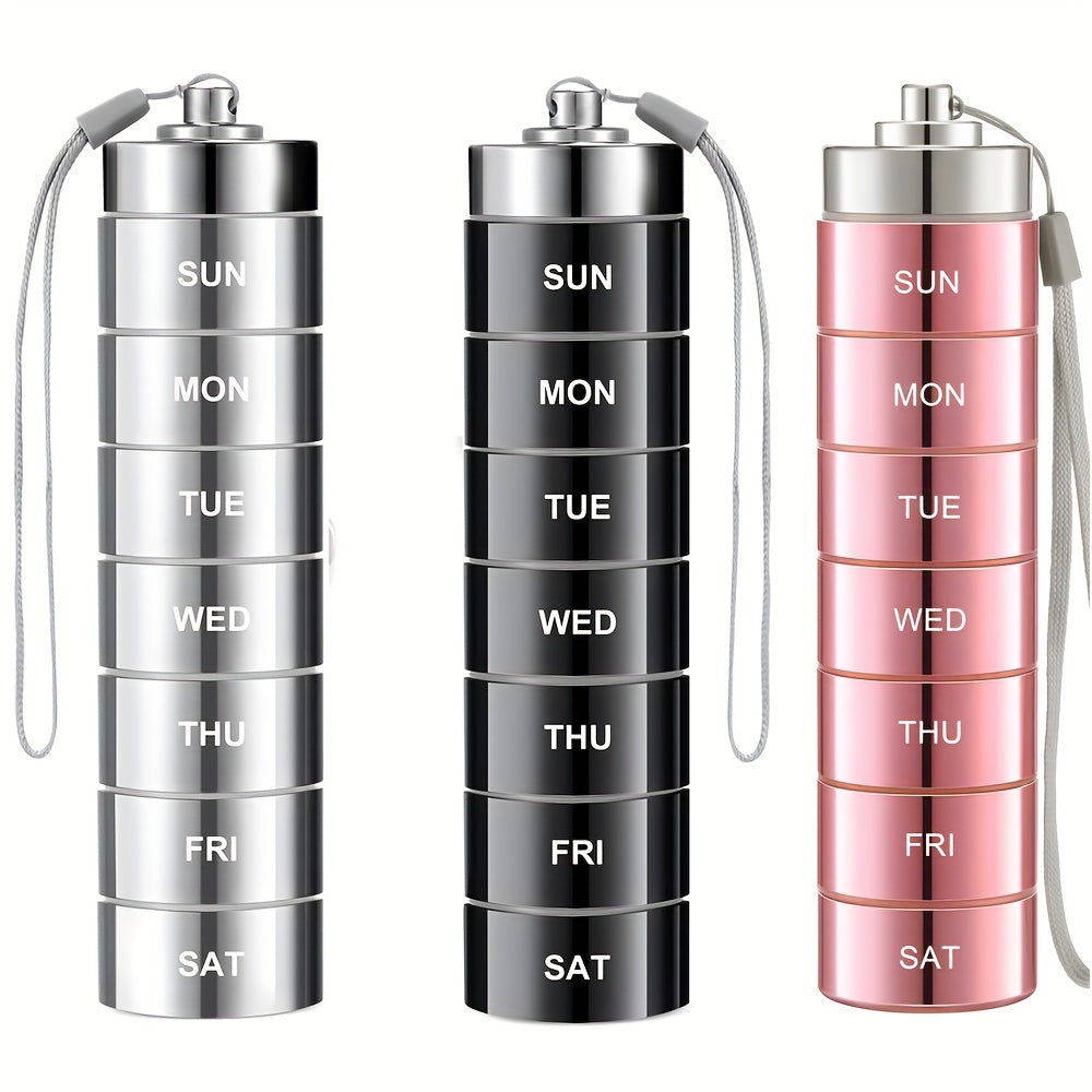 7pcs Metal Pill Organizers Stackable Waterproof Travel Pill Box