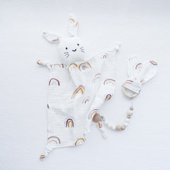 Newborn Baby Cotton Bib & Doll Gift Set - Rabbit Ear Companion Doll