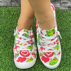 Women's Colorful Love Heart Pattern Skateboard Shoes