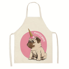 Cartoon Dog Print Apron for Cooking Adventures 25.98x21.65 Inches