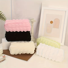 Textured Makeup Bag Zipper Brush Holder Organizer for Girls and Women