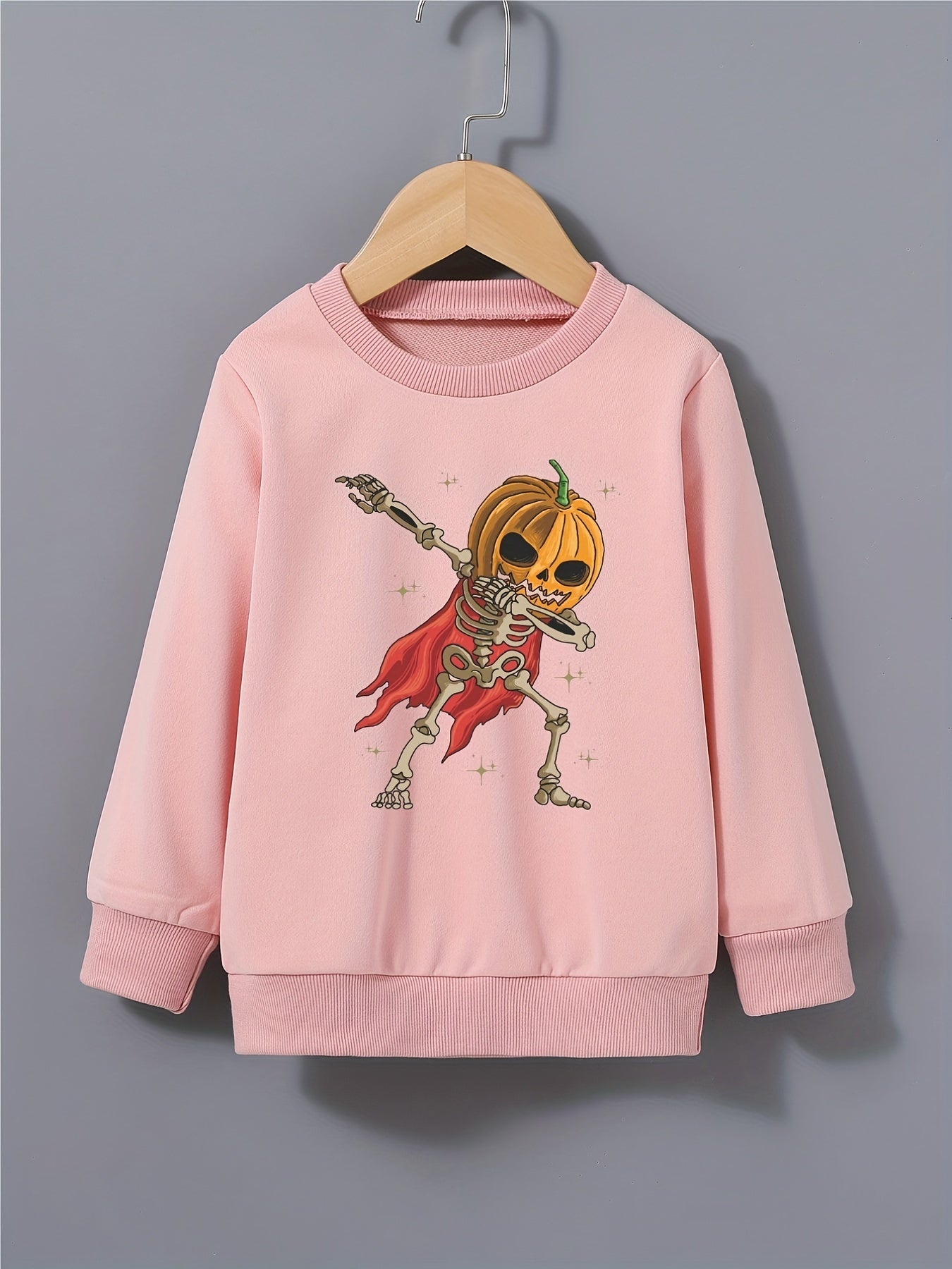 Kid's Pumpkin Skeleton Hero Pattern Sweatshirt Long Sleeve Top