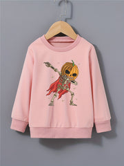 Kid's Pumpkin Skeleton Hero Pattern Sweatshirt Long Sleeve Top