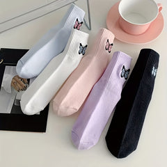 Butterfly Print Mid Tube Socks Women's Stockings