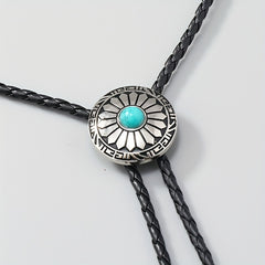 Leather Braided Necklace Vintage Cowboy Collar With Bow Tie For Men