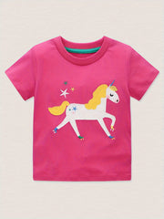 Girls Unicorn Graphic Short Sleeve T shirt - Summer Gift