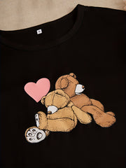 Cute Bear Print Pajama Set for Women