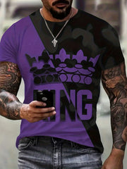 Men's 3D Printed Smile T Shirt Casual Tee for Summer
