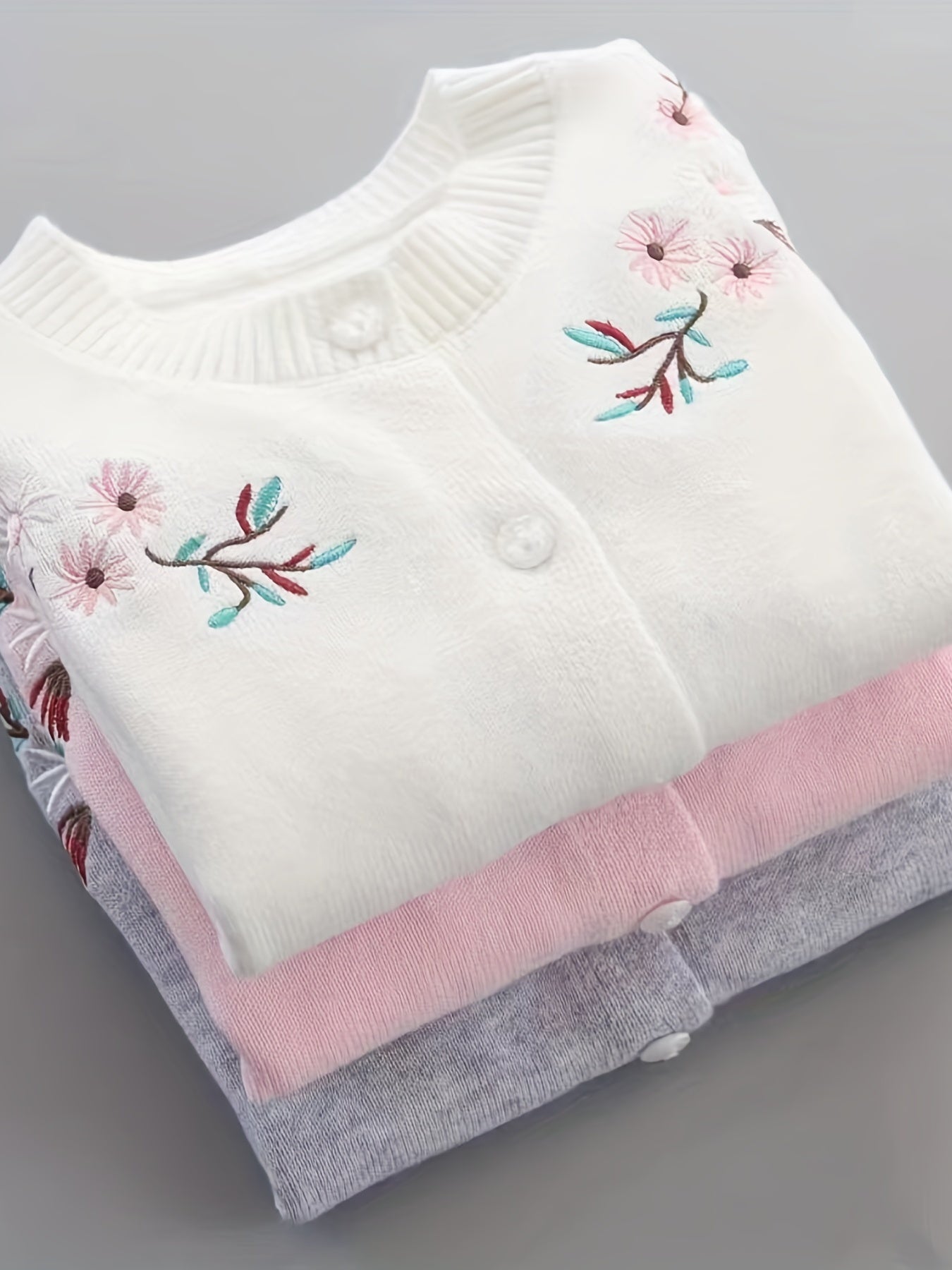 Floral Knitted Cardigan for Little Girls Spring Autumn Cotton Sweater Coat