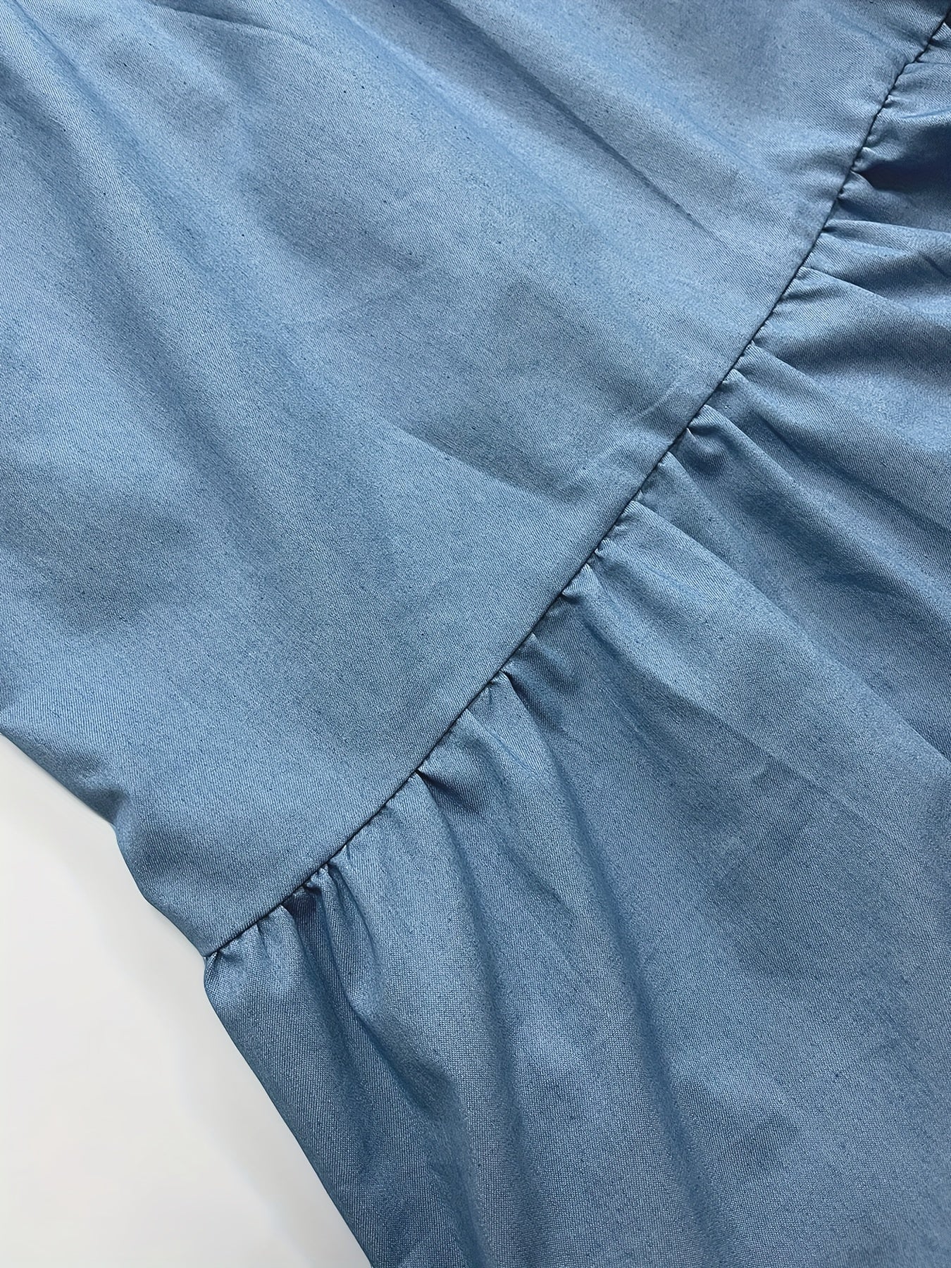 Ruffle Trim Denim Maxi Dress