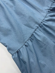 Ruffle Trim Denim Maxi Dress