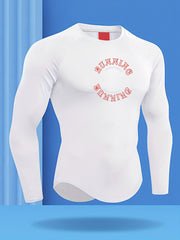 Men's Running Print Workout Shirt Active Breathable Compression Base Layer