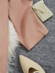 Colorblock Lapel Collar Button Front Blazer Plus Size