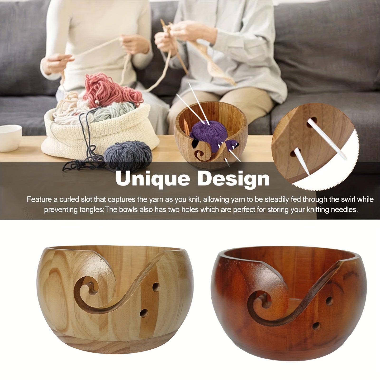 Wooden Yarn Bowl DIY Yarn Storage Container
