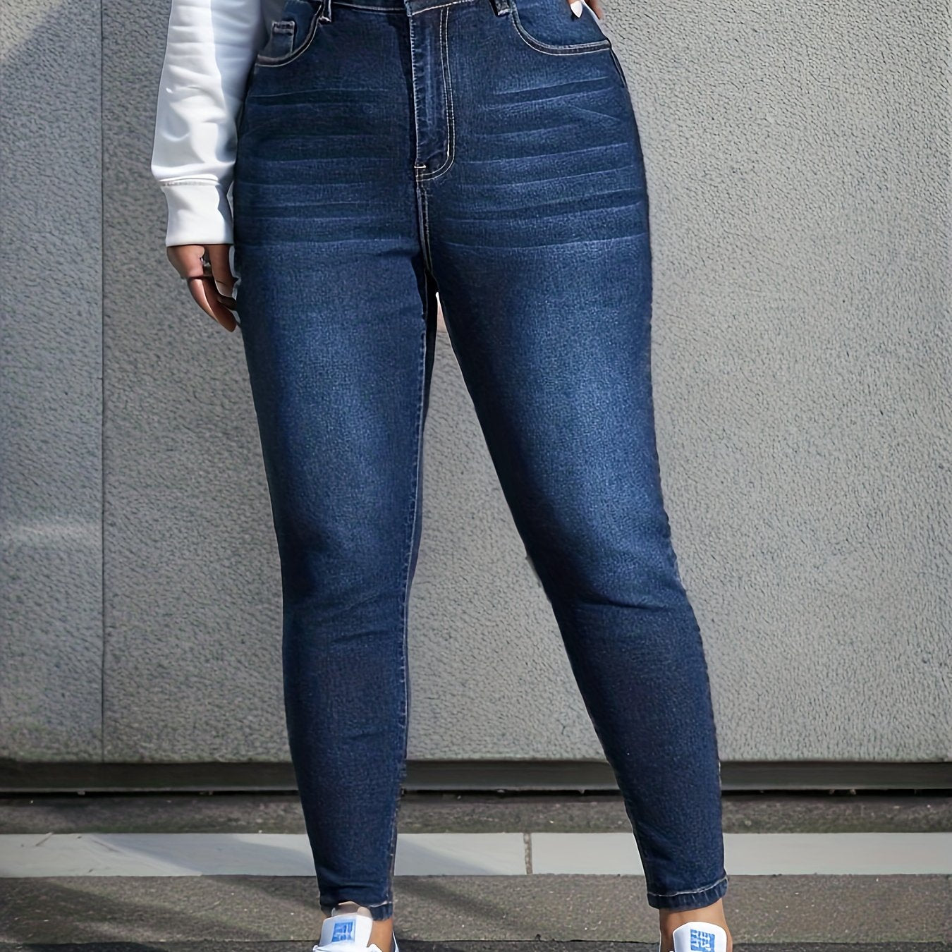 High Waisted Skinny Denim Jeans with Button Fly