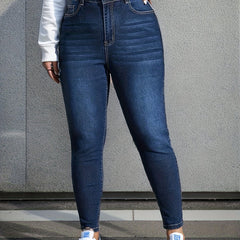 High Waisted Skinny Denim Jeans with Button Fly