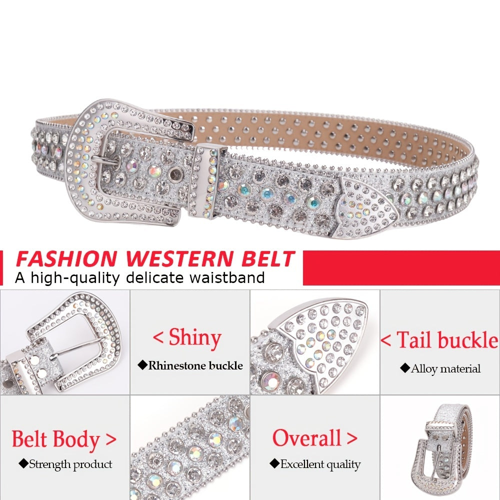 Western Rhinestones Crystal Studded Belts Cowgirl Cowboy