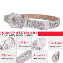 Western Rhinestones Crystal Studded Belts Cowgirl Cowboy