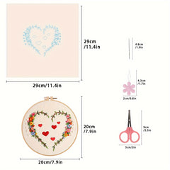 4pcs Embroidery Kit Love Pattern Set with Hoop 20.07cm
