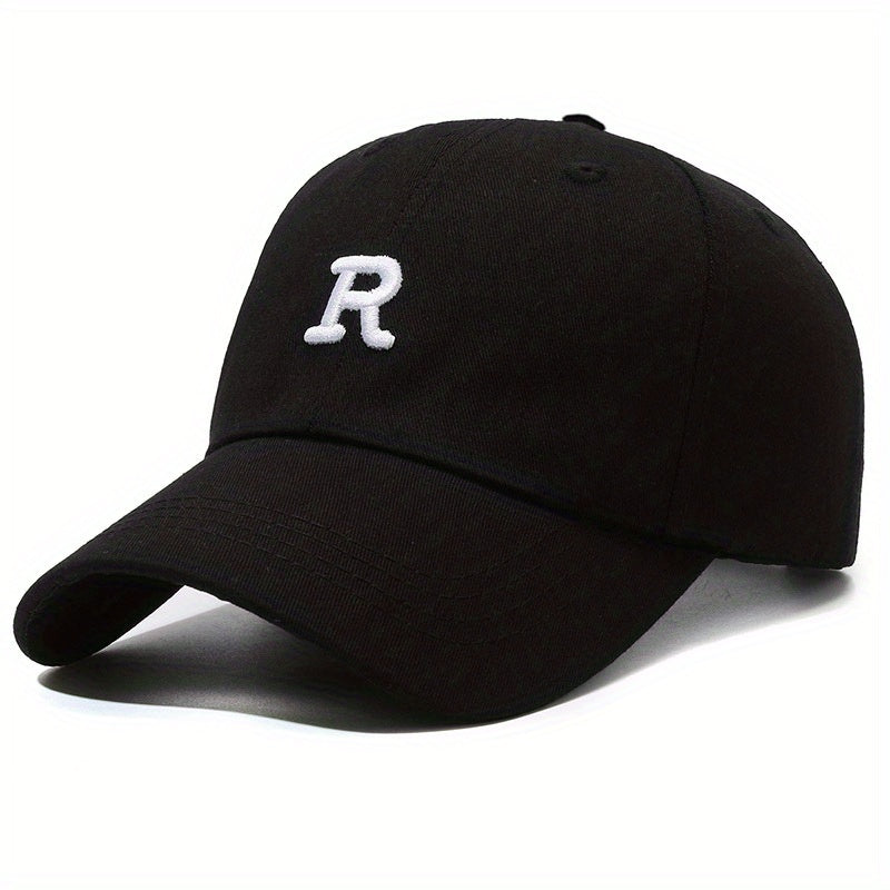 Meromibe Men's Outdoor R Letter Embroidered Baseball Cap for Outdoor Activities