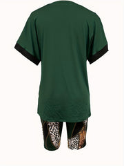 Faith Letter Print Tee & Geo Print Shorts Set