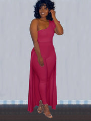 One Shoulder Jumpsuit With Overskirt Slim Casual Women's Clothing