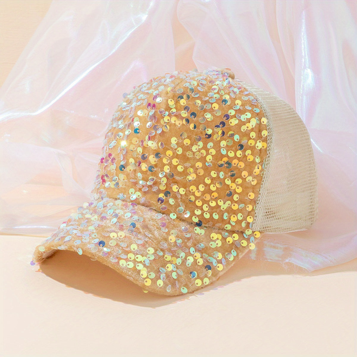 Sequin Sparkly Couple Trucker Hat Hip Hop Mesh Baseball Cap