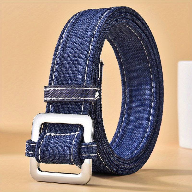 Square Buckle Casual Cloth Belt Solid Sports Belt Unisex