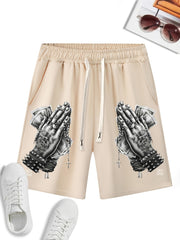 Men's Praying Hands Drawstring Gym Workout Shorts