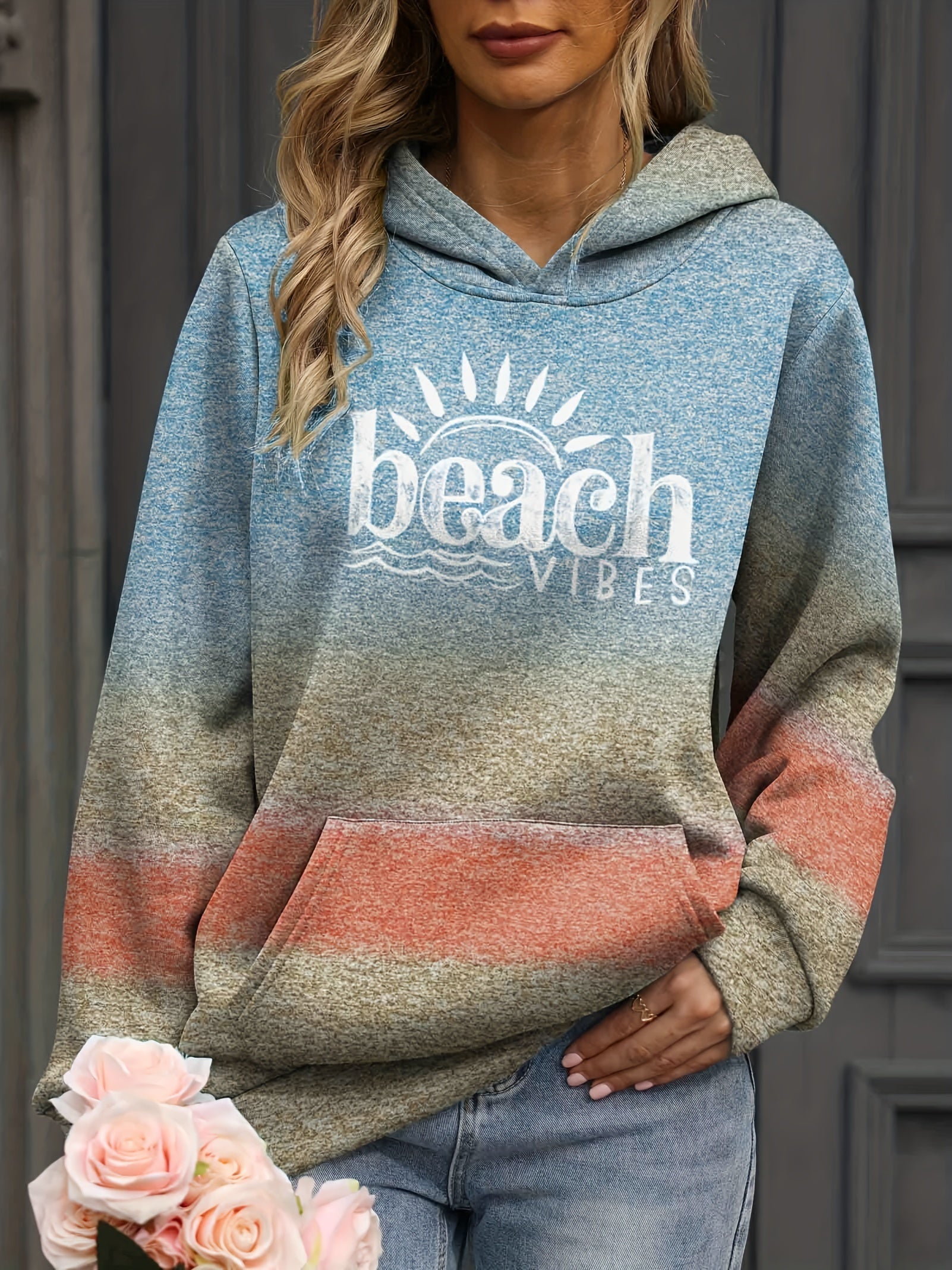 Tie Dye Letter Print Hoodie Long Sleeve Sweatshirt