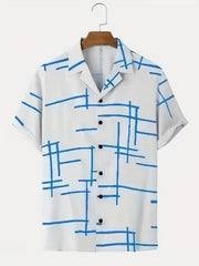Stripe Print Men's Hawaiian Shirt for Summer Vacation