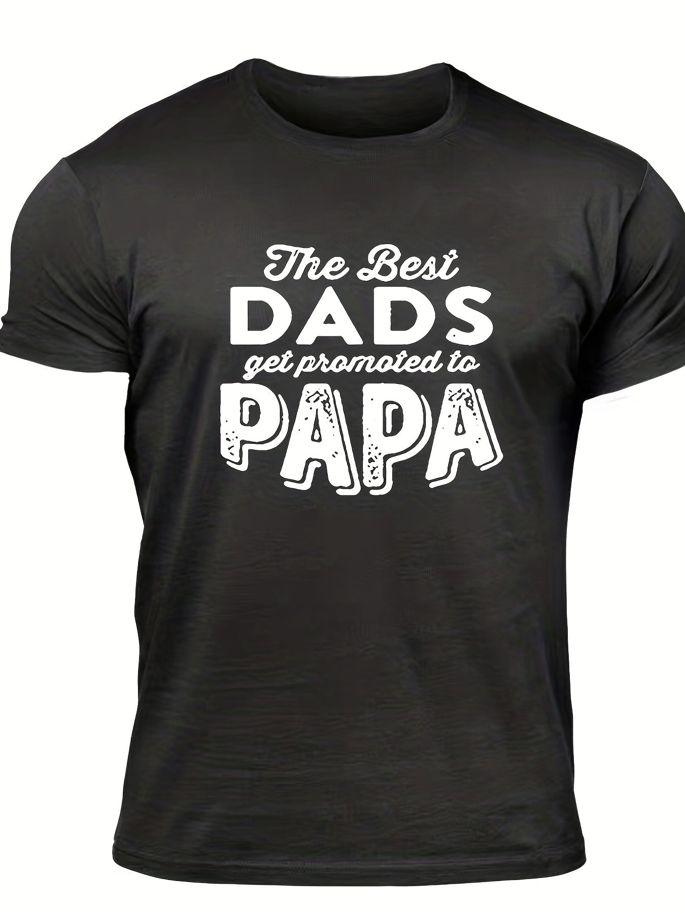 Papa Men's Letter Print T-shirt Casual Comfy Crew Neck Tee