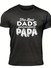 Papa Men's Letter Print T-shirt Casual Comfy Crew Neck Tee