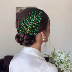 Leaf Rhinestone Hair Clip for Brides Wedding Proms