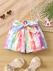 Toddler Girls Rainbow Cartoon Unicorn Graphic Shorts