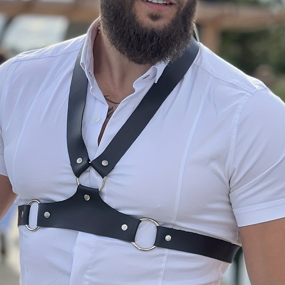 Men's Leather Chest Strap for Matching Shirts